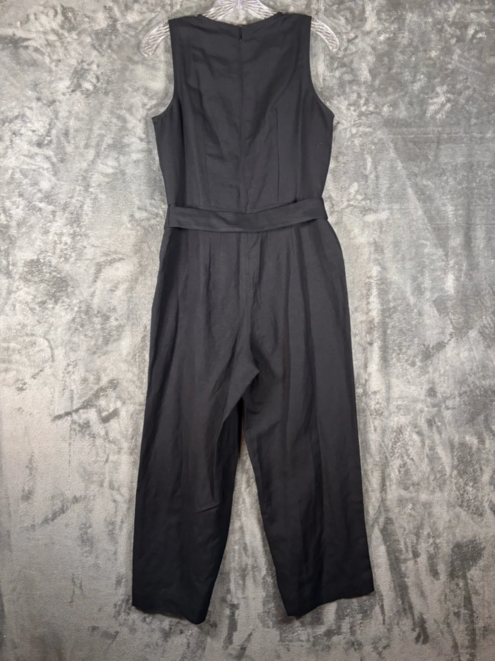 LOFT Linen‎ Belted Wide Leg Jumpsuit Black Women’s Size 2 Petite